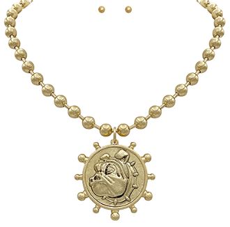 BULLDOG COIN NECKLACE: VINTAGE GOLD