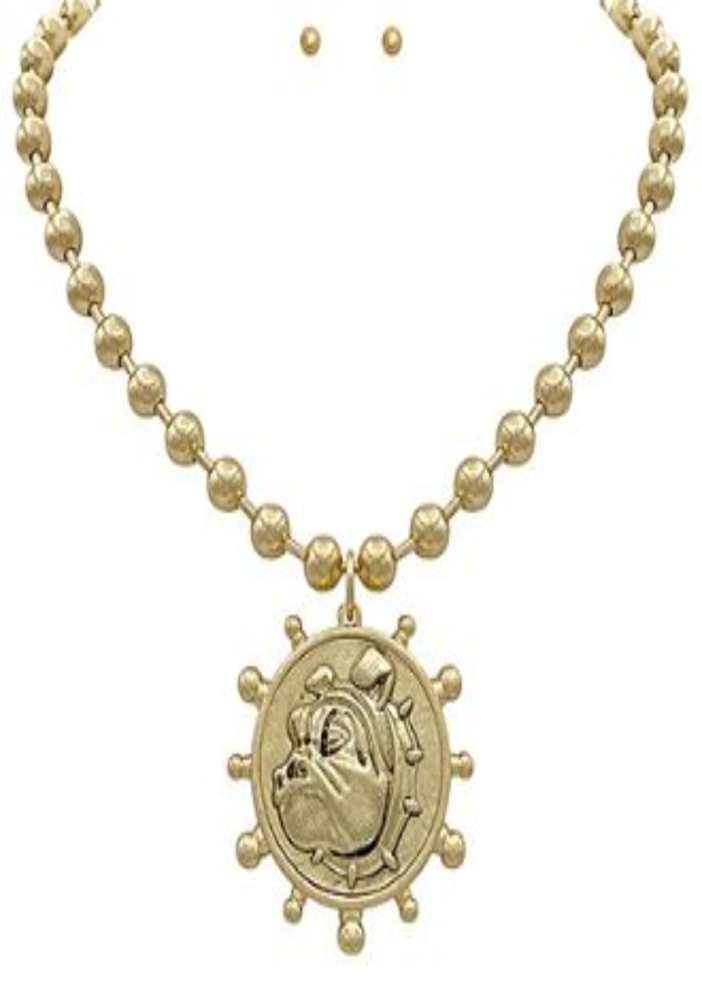 BULLDOG COIN NECKLACE: VINTAGE GOLD
