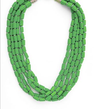 BEAD ROUND TUBE NECKLACE: GREEN