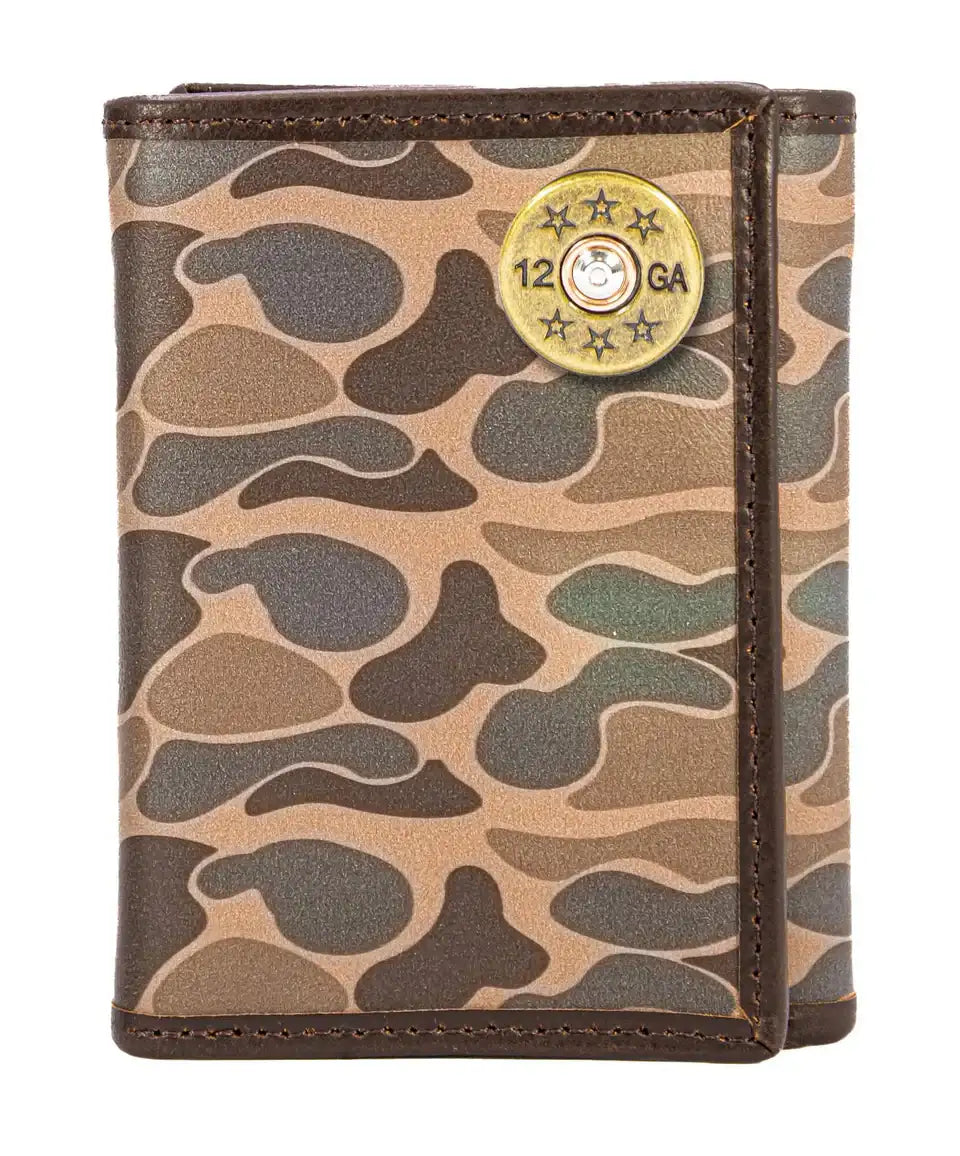 OLD SCHOOL CAMO TRIFOLD WALLET - SHOT GUN SHELL BROWN CAMO