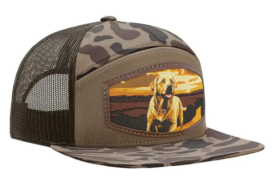 7 PANEL BROWN/CAMO HAT - LAB PATCH
