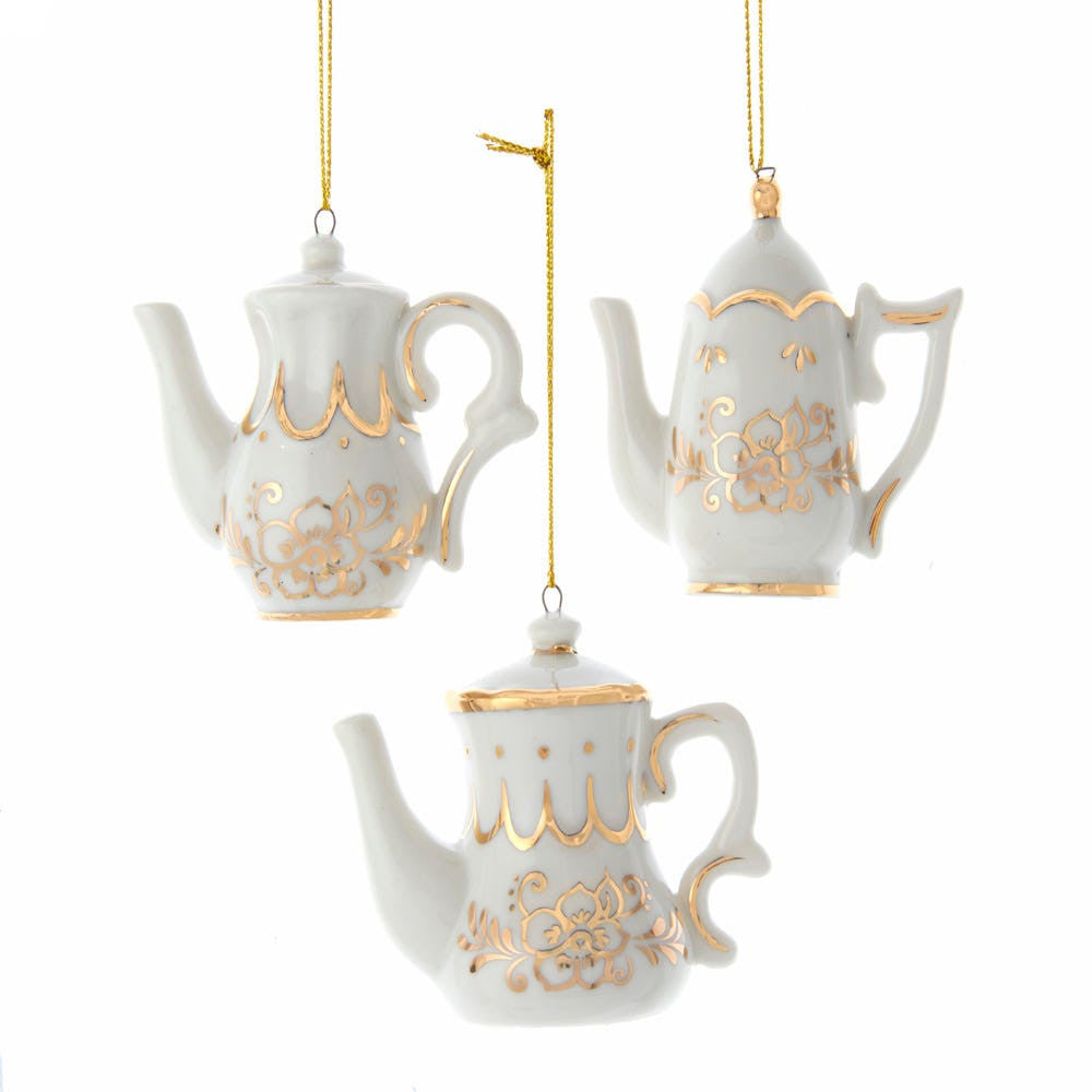 JEWELED WHITE AND GOLD ORNAMENT
