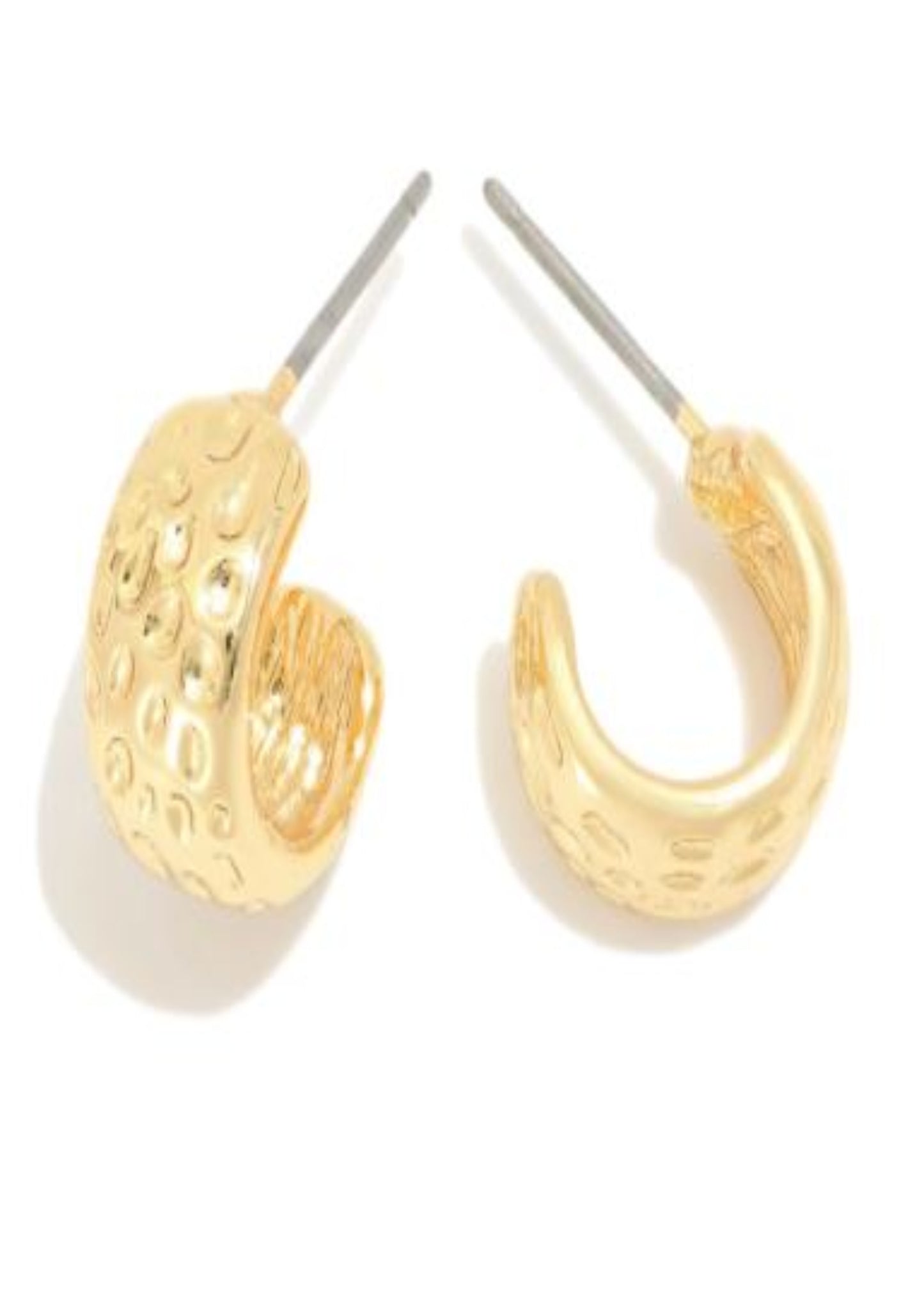 Textured Metal Hoop Earrings: Gold
