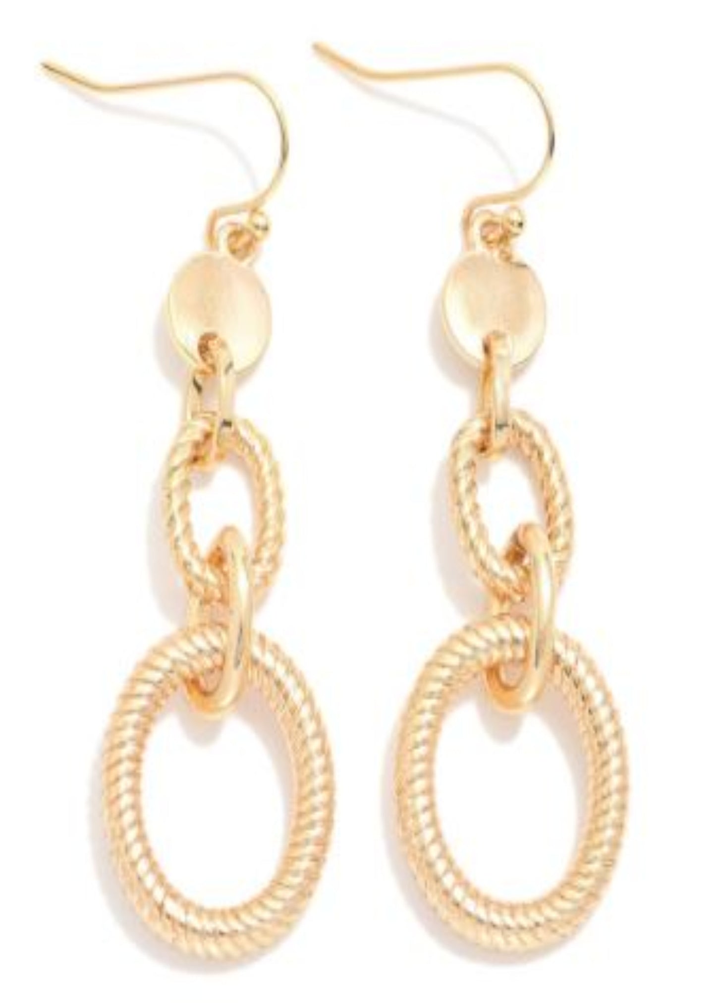 Textured Metal Tone Chain Link Drop Earrings