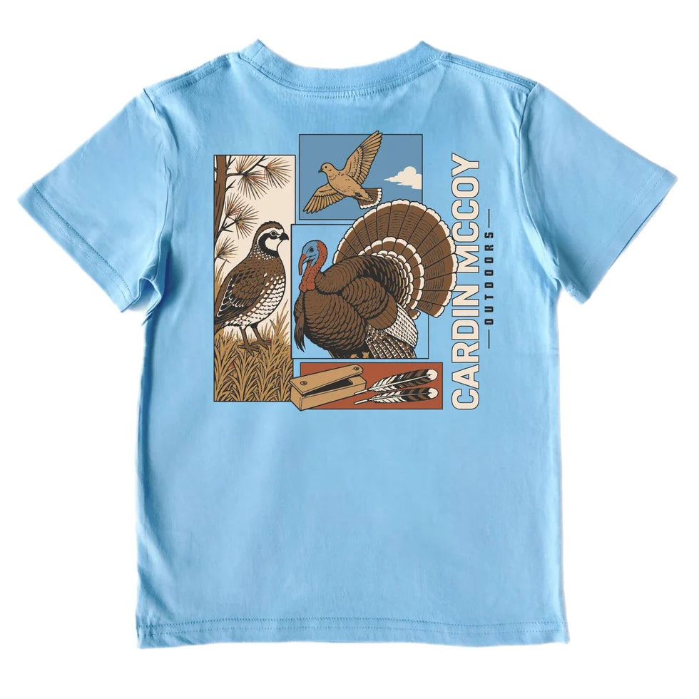 KIDS' OUTDOORS BIRDS SHORT SLEEVE TEE - LIGHT BLUE