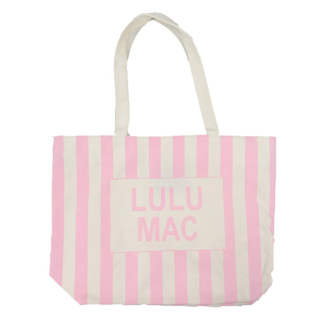 LULU MAC CANVAS TOTE - WHITE AND PINK