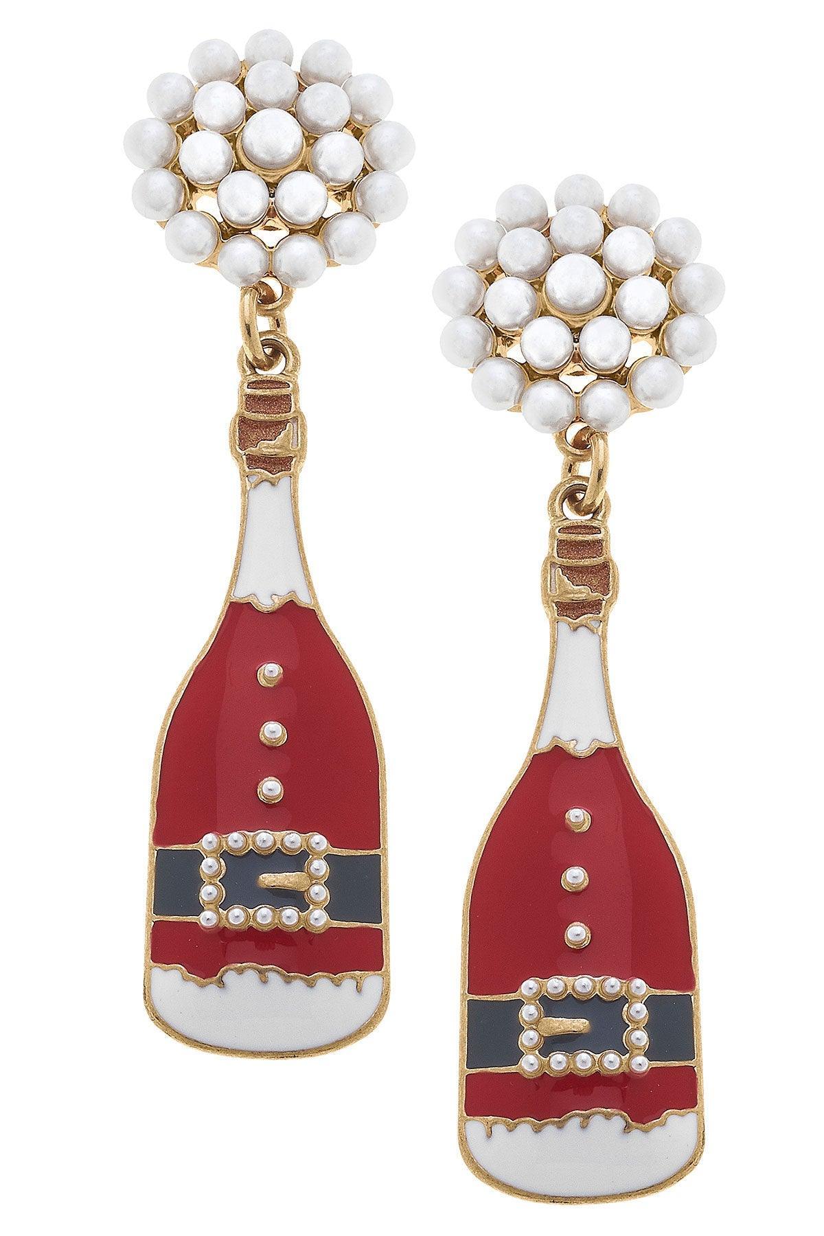 SANTA BOTTLE EARRINGS - RED