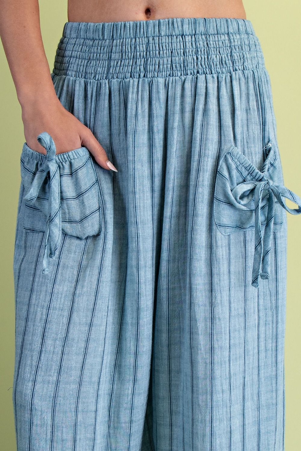 BRI STRIPPED PANTS - DENIM