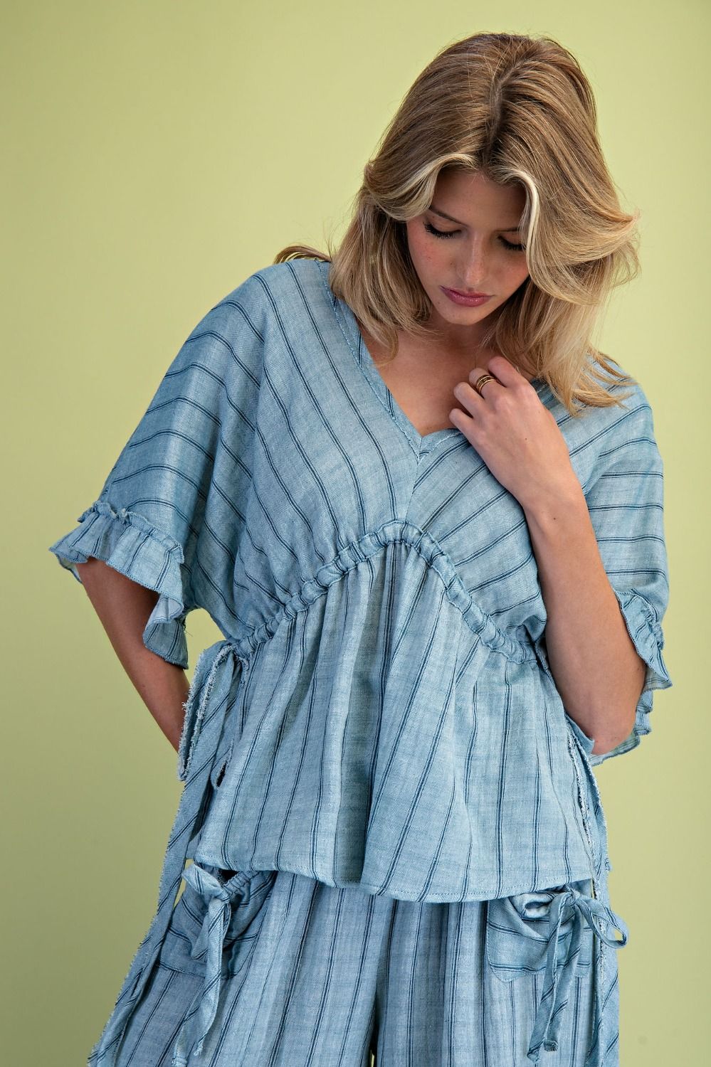 BRI STRIPED TOP - DENIM