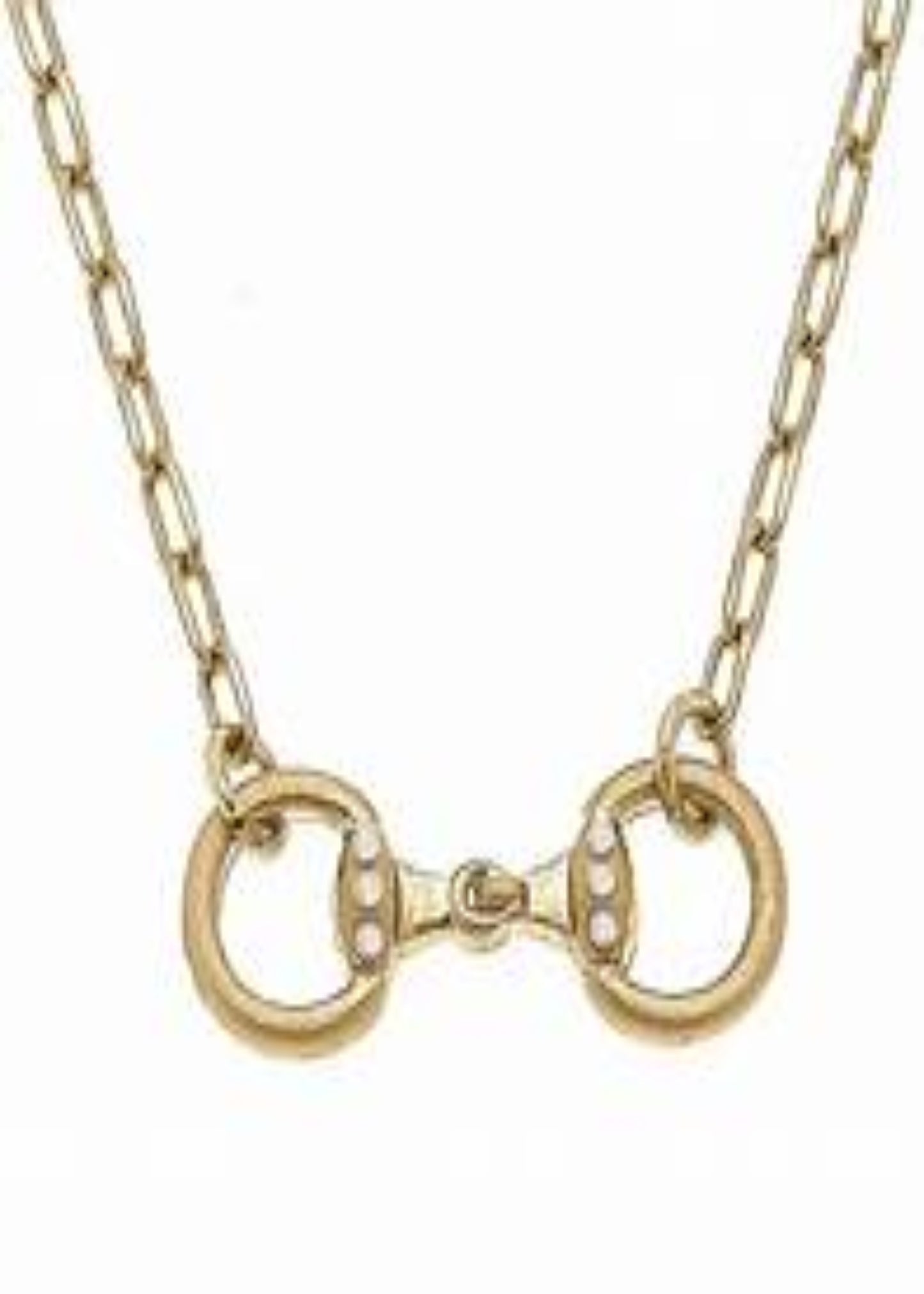 Jacklynn Linked Horsebit Necklace in Worn Gold