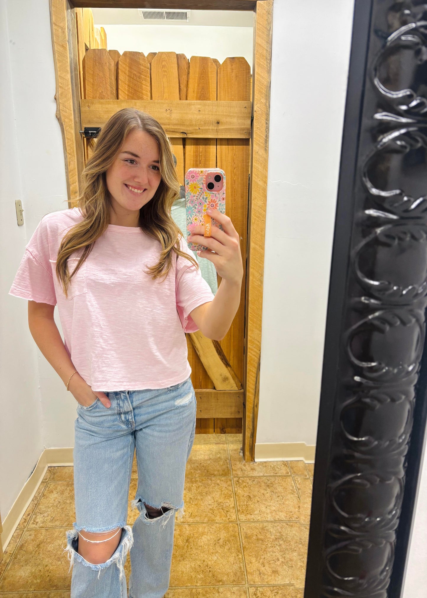 MAGGIE SHORT SLEEVE TEE - LIGHT PINK