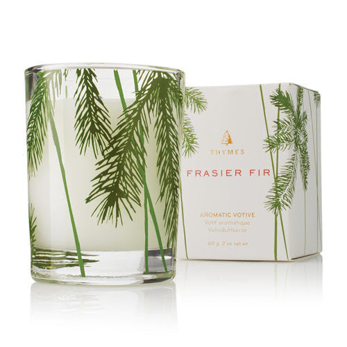 FRASIER FIR VOTIVE CANDLE, PINE NEEDLE DESIGN