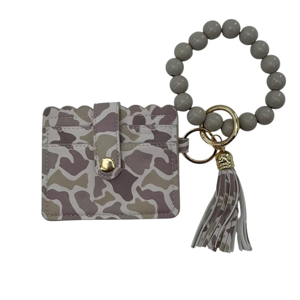 Beaded Wristlet ID Wallet Light Camo