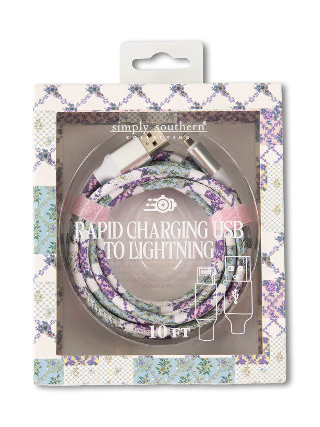 RAPID CHARGING USB CABLE - PURPLE PATCHWORK