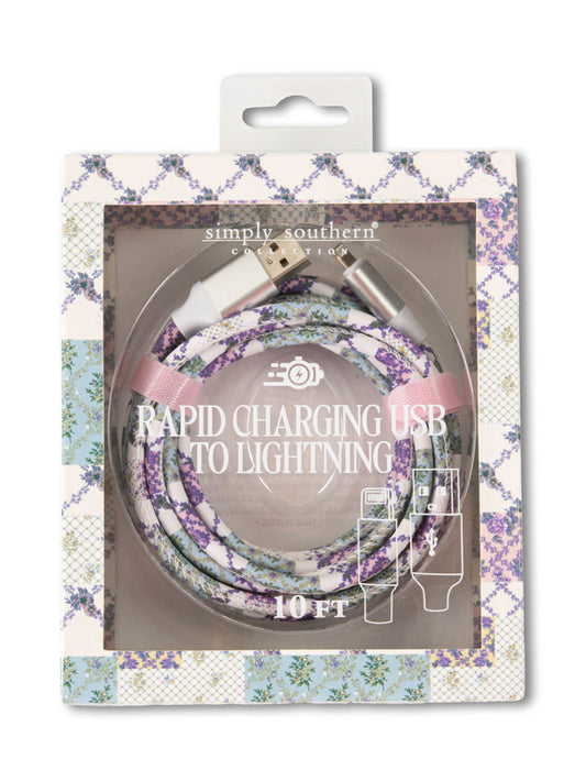RAPID CHARGING USB CABLE - PURPLE PATCHWORK