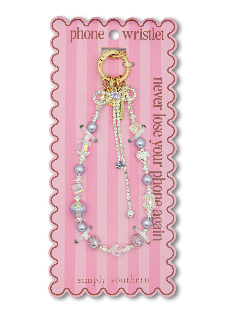 PHONE WRISTLET - PURPLE BOW