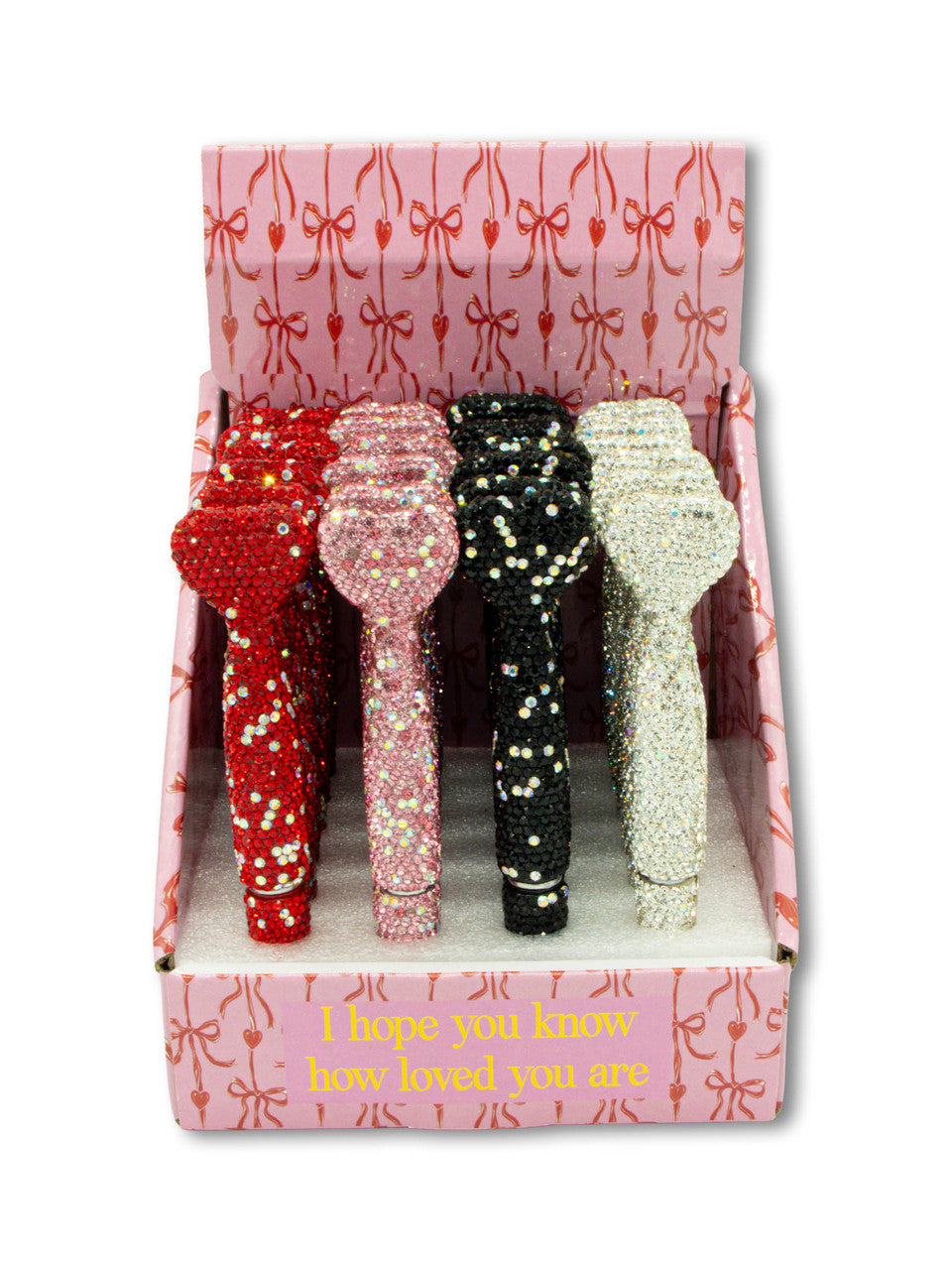 BEDAZZLED HEART PENS - RED, PINK, BLACK & WHITE