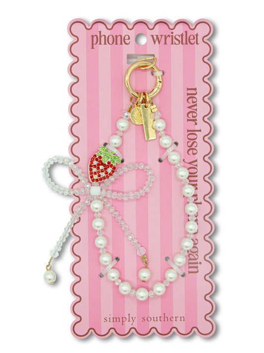 PHONE WRISTLET - PEARL RED STRAWBERRY