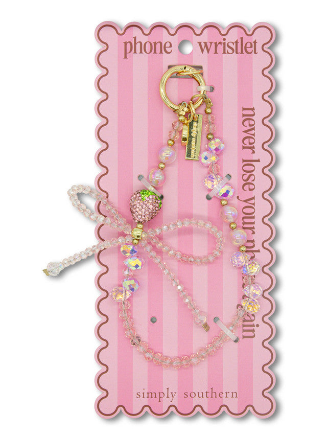 PHONE WRISTLET - PINK CRYSTAL BOW