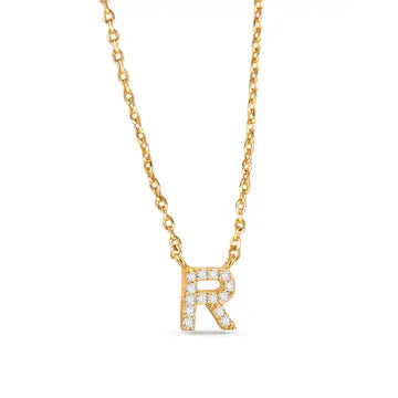 Gold Cz Initial Necklace