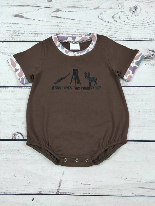 Jesus Loves This Country Boy Appliqué Bubble