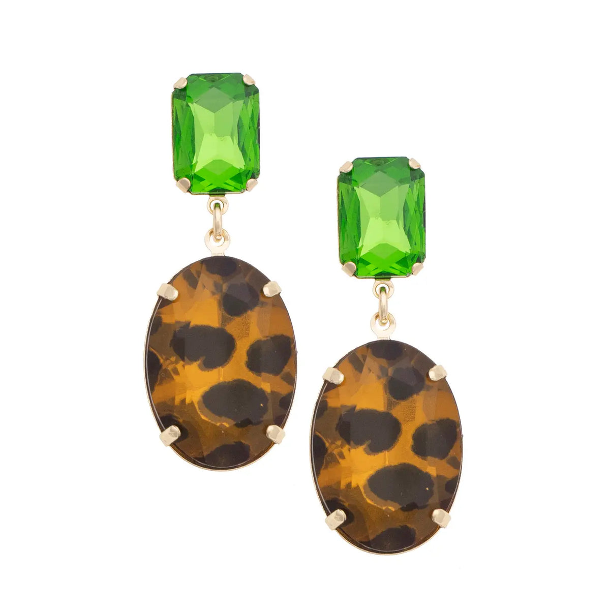 PARKER CRYSTAL DROP EARRINGS - GREEN