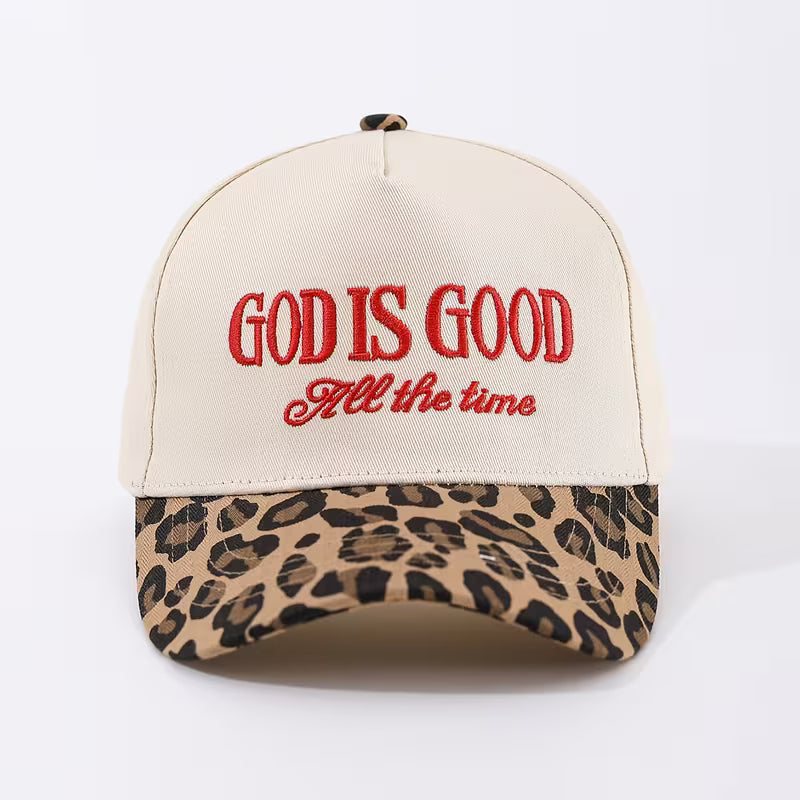 GOD IS GOOD LEOPARD HAT