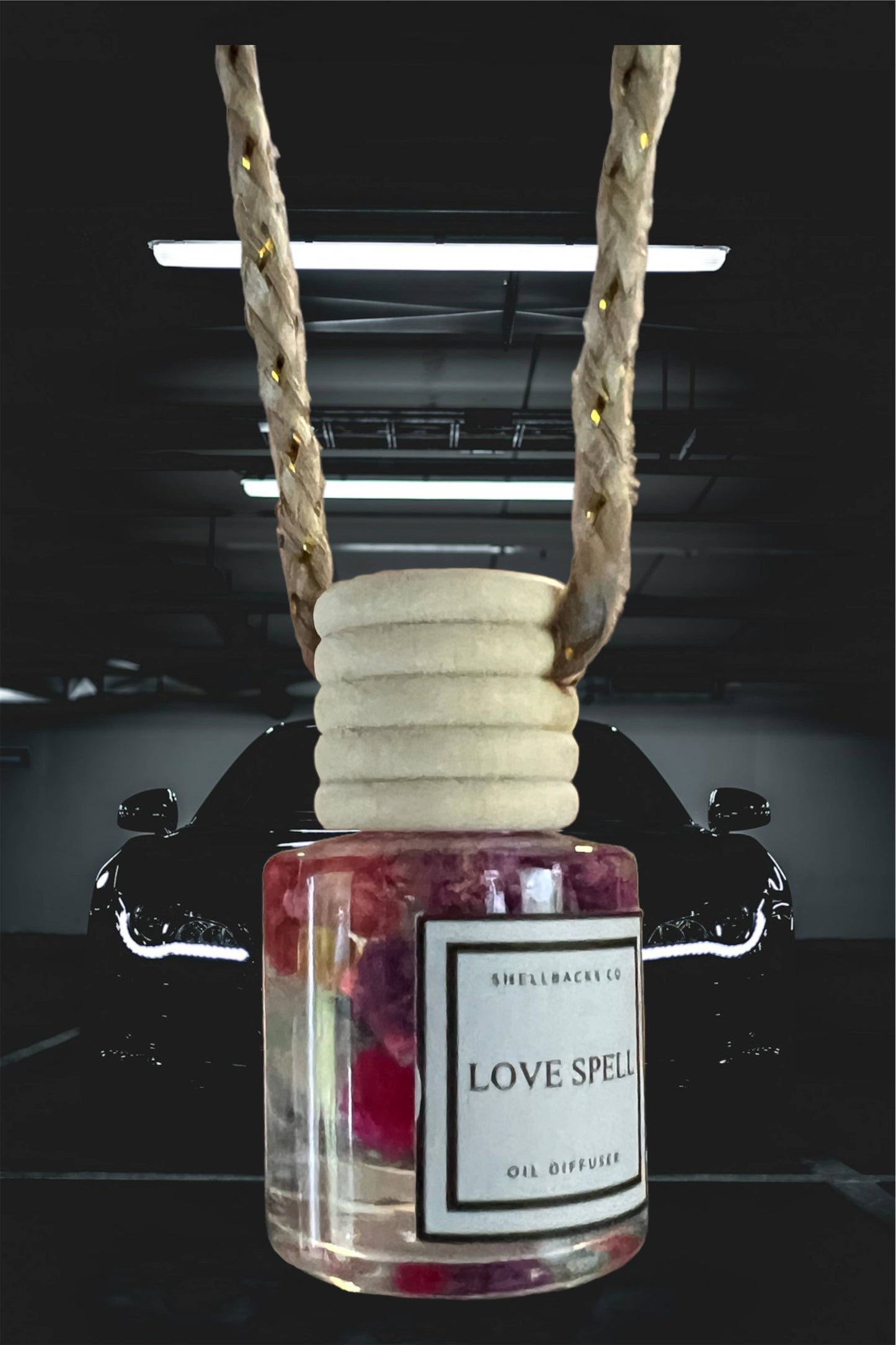 Love Hex Hanging Car Freshener Diffuser (w/flowers)