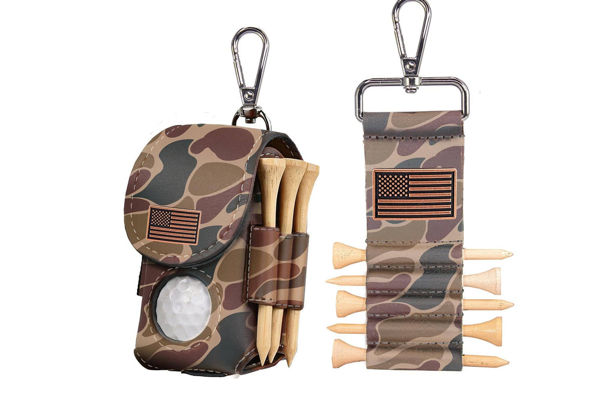 American Flag Leather Golf Ball and Tee Holder