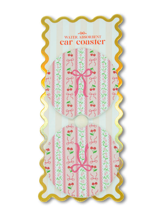 CAR COASTER: STRIPE CHERRY