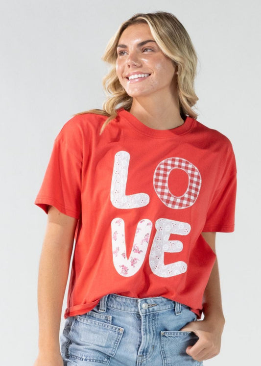 LOVE PATCH TEE - RED