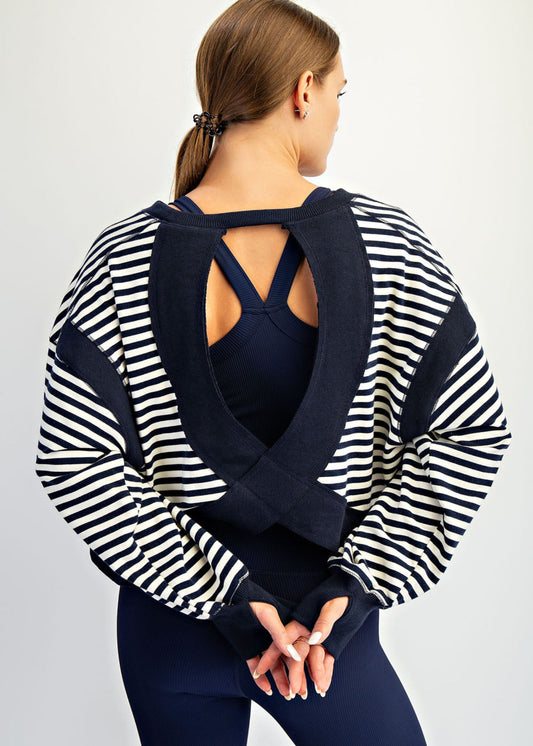 RAE TOP - NAVY/IVORY