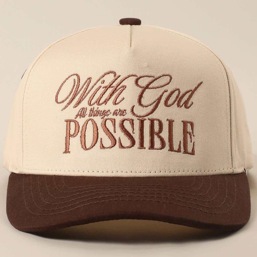 With God All Possible Embroidery Baseball Cap