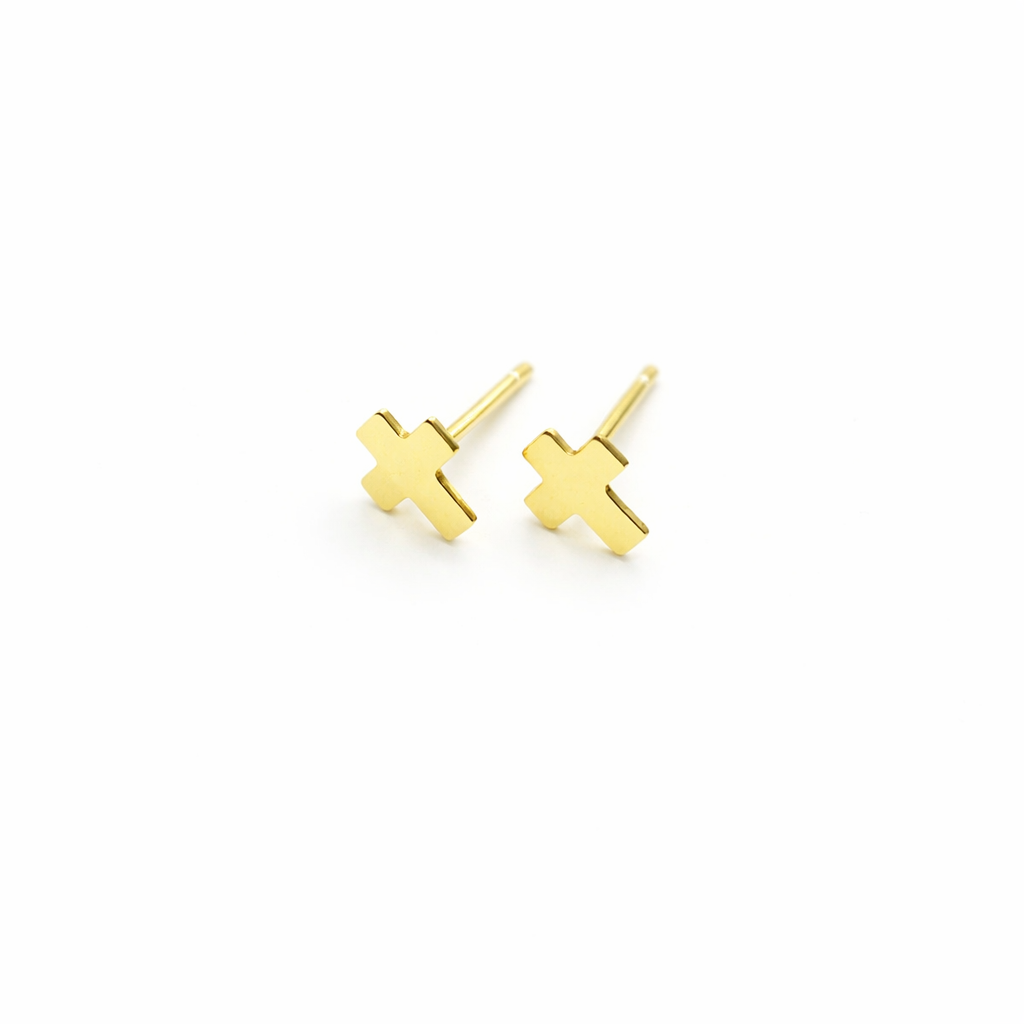 Classic Cross Studs in 14k Gold filled