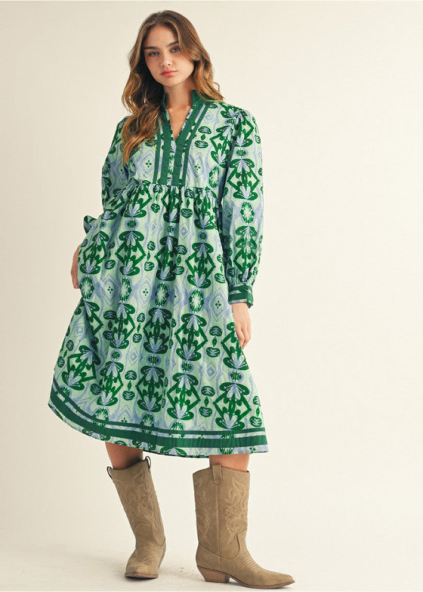 MORGAN DRESS - GREEN MIX