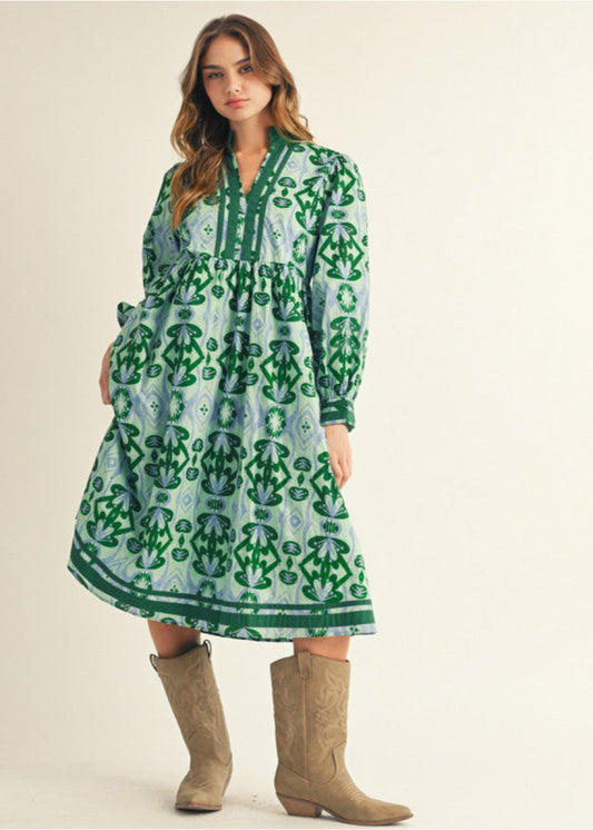 MORGAN DRESS - GREEN MIX