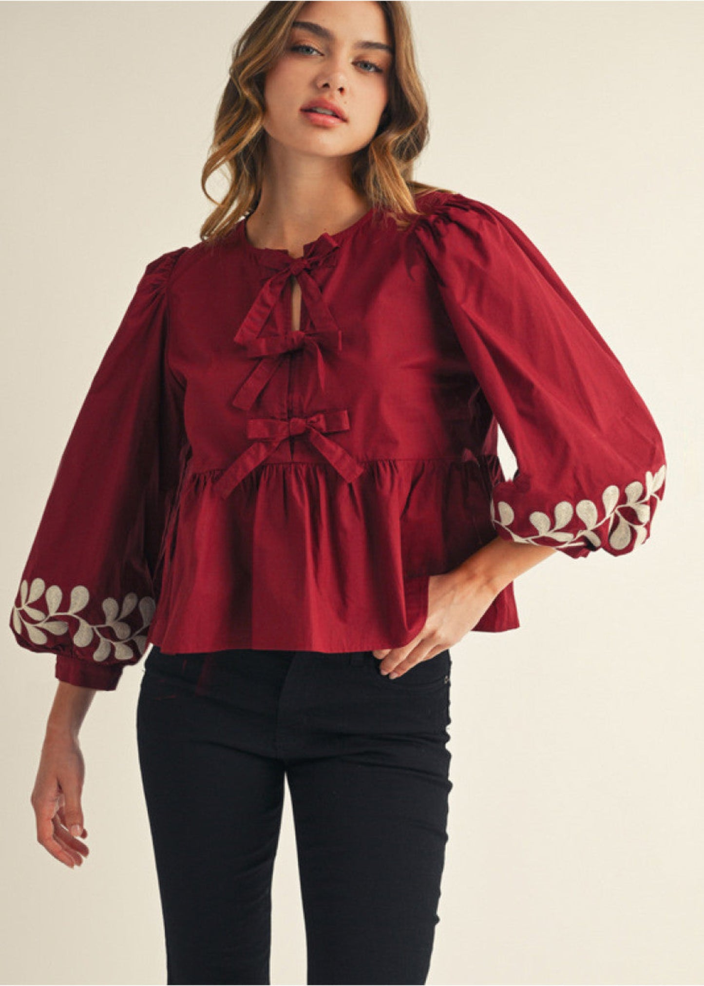 SALLY TOP - BURGUNDY