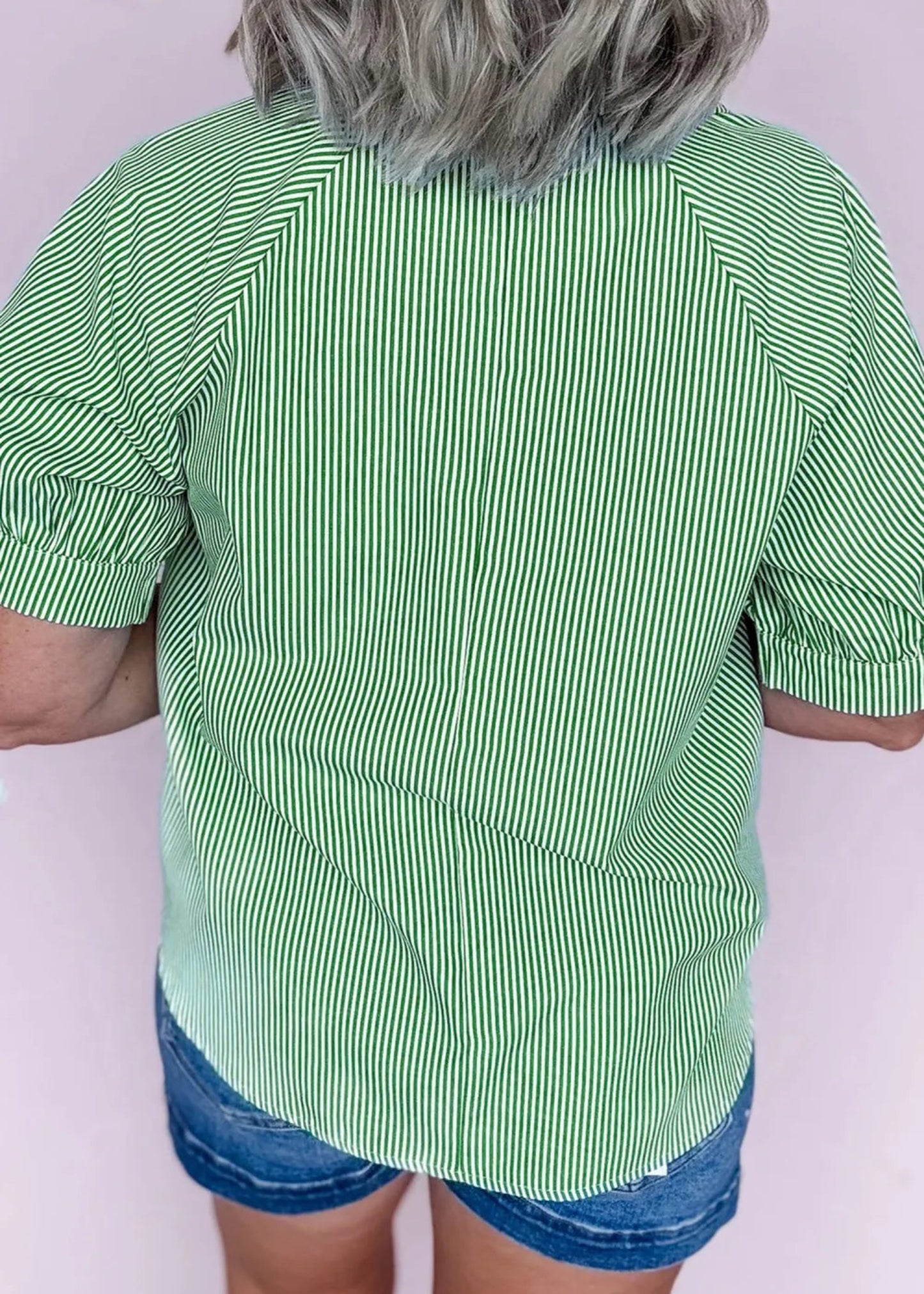 BETH TOP - MINT GREEN STRIPE