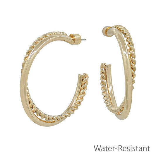 Water Resistant 1.5" Braided Hoop Twist Earring
