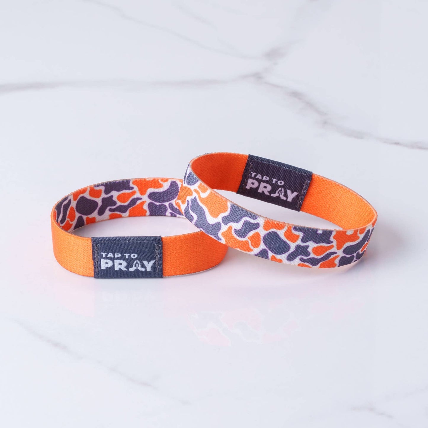 Tap To Pray™ Wristbands - Team Camo - Orange & Grey
