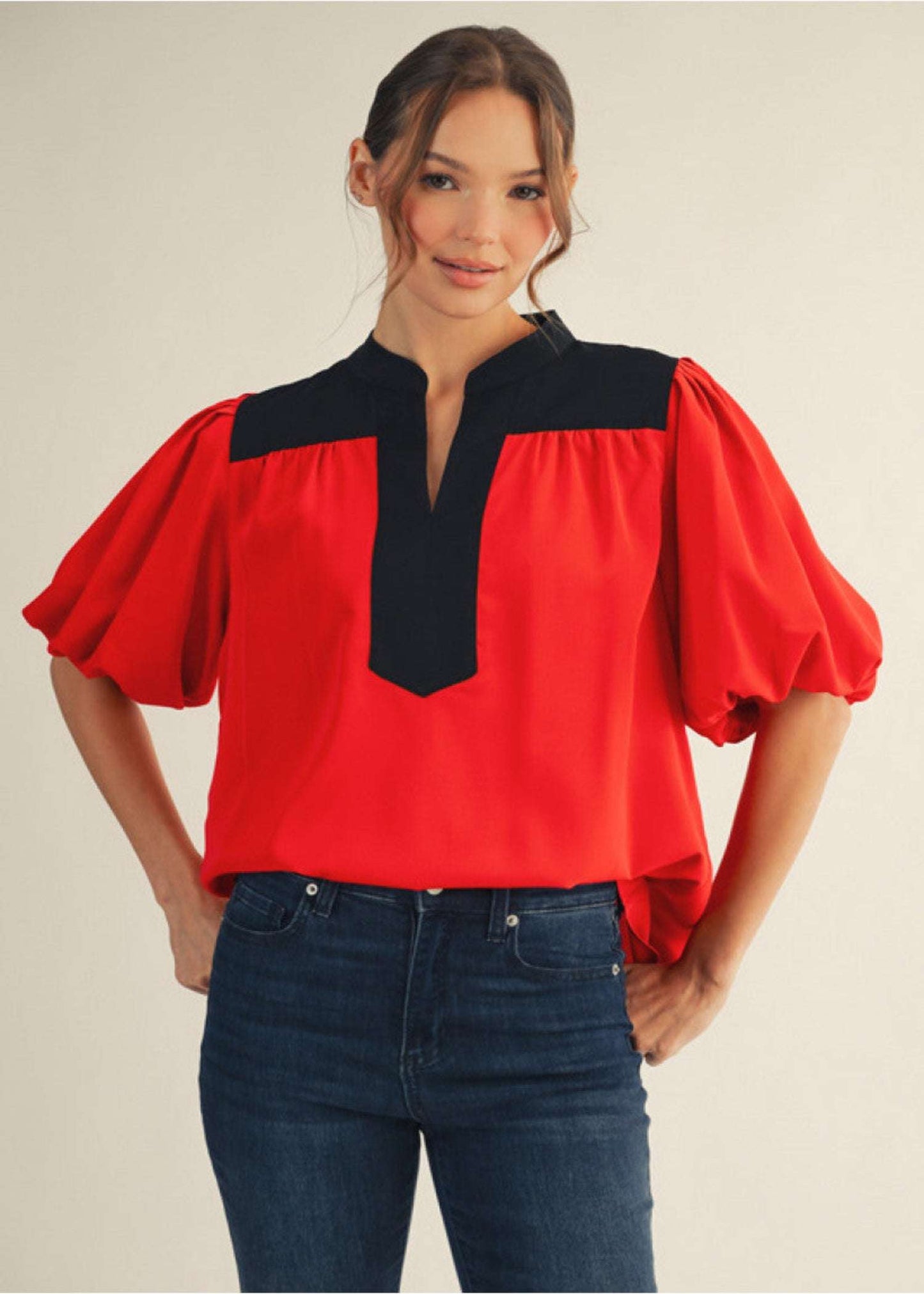 GIANNA TOP - RED/BLACK