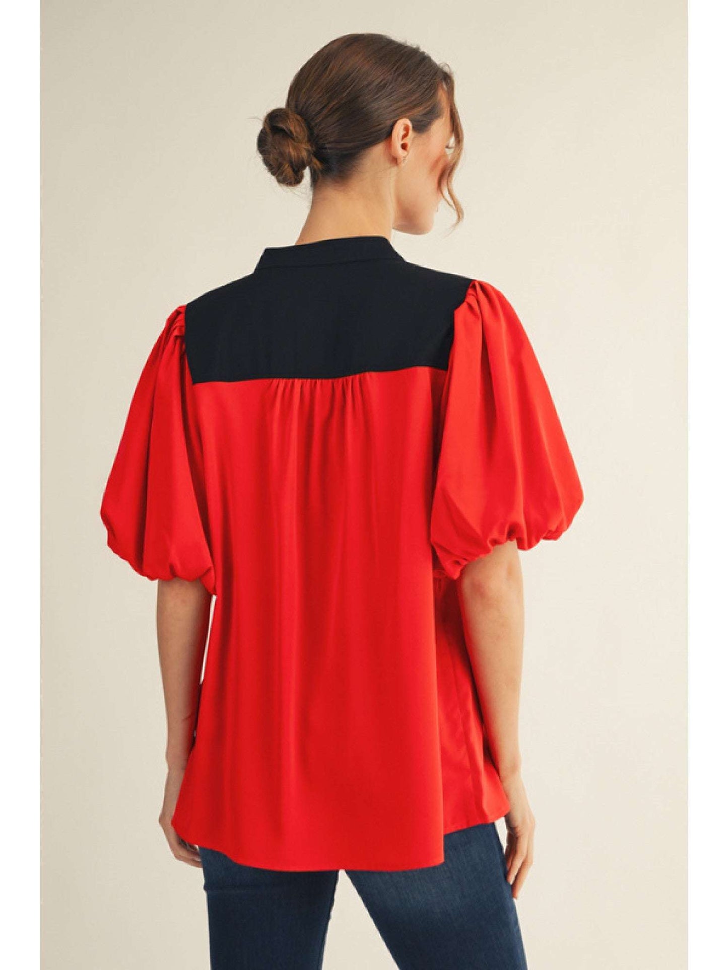 GIANNA TOP - RED/BLACK