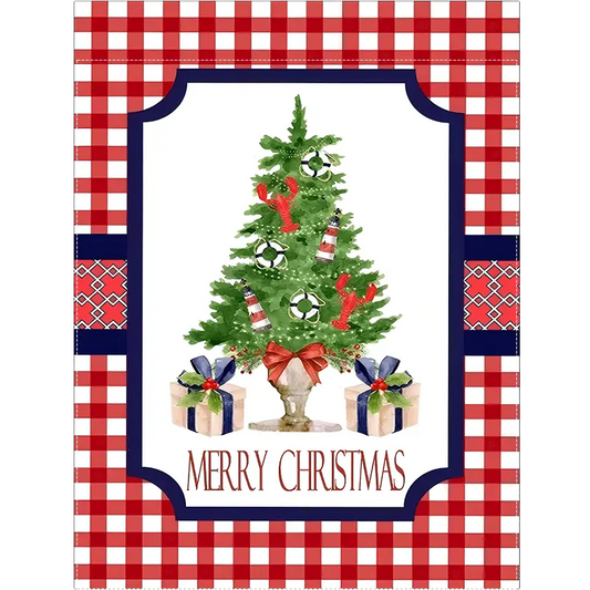 MERRY CHRISTMAS PLAID GARDEN FLAG