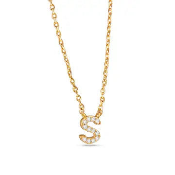 Gold Cz Initial Necklace