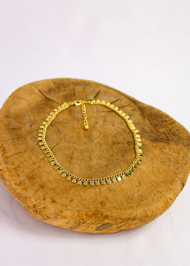 LITTLE LINK ANKLET - SQUARE GOLD