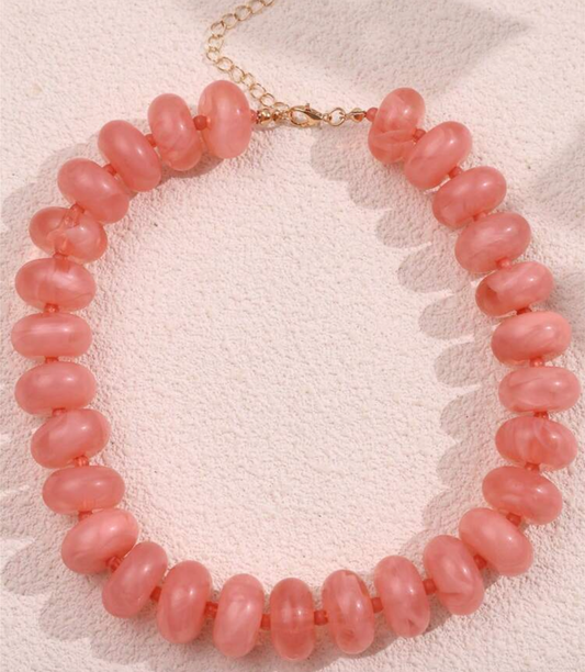 BOHEMIAN BEADED NECKLACE - LIGHT PINK