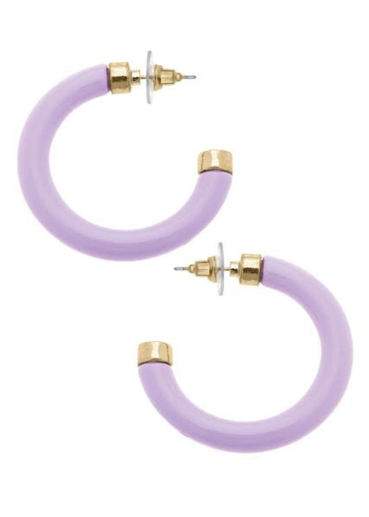 Hillary Resin Hollow Hoop Earrings in Lavender