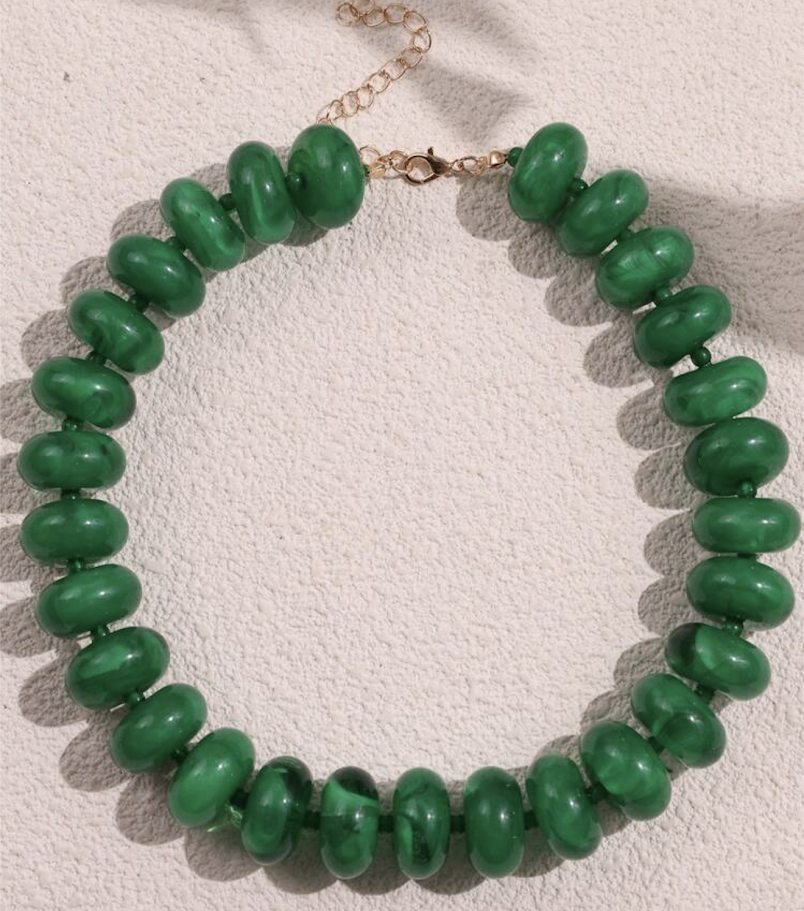 BOHEMIAN BEADED NECKLACE - GREEN