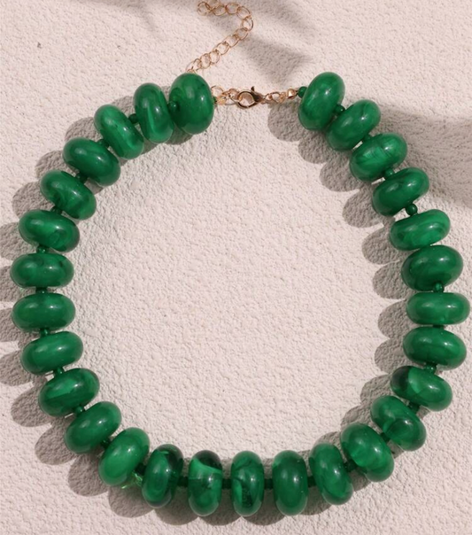 BOHEMIAN BEADED NECKLACE - GREEN