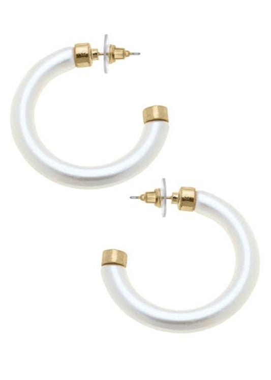 Hillary Resin Hollow Hoop Earrings in White